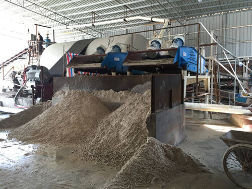 Machine made sand in a sand washing plant